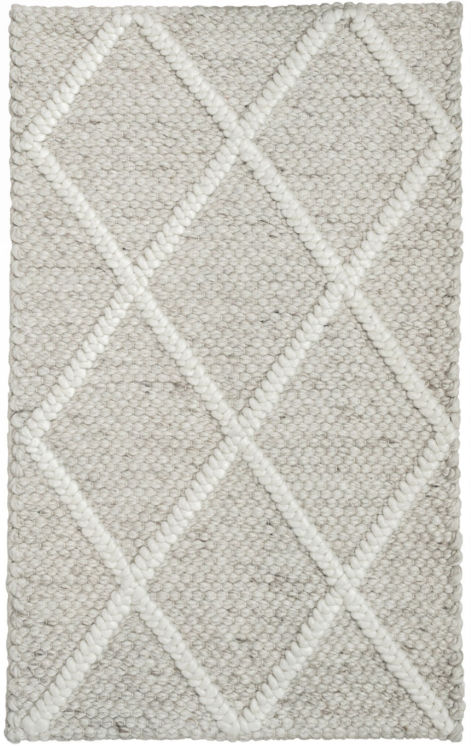 Handwoven Textured Wool Viscose Rug, Textured Wool Rug Ivory